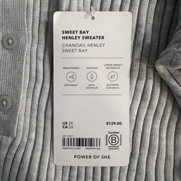 ATHLETA NWT Sweet Bay Henley Sweater Gray 2x - Picture 7 of 8